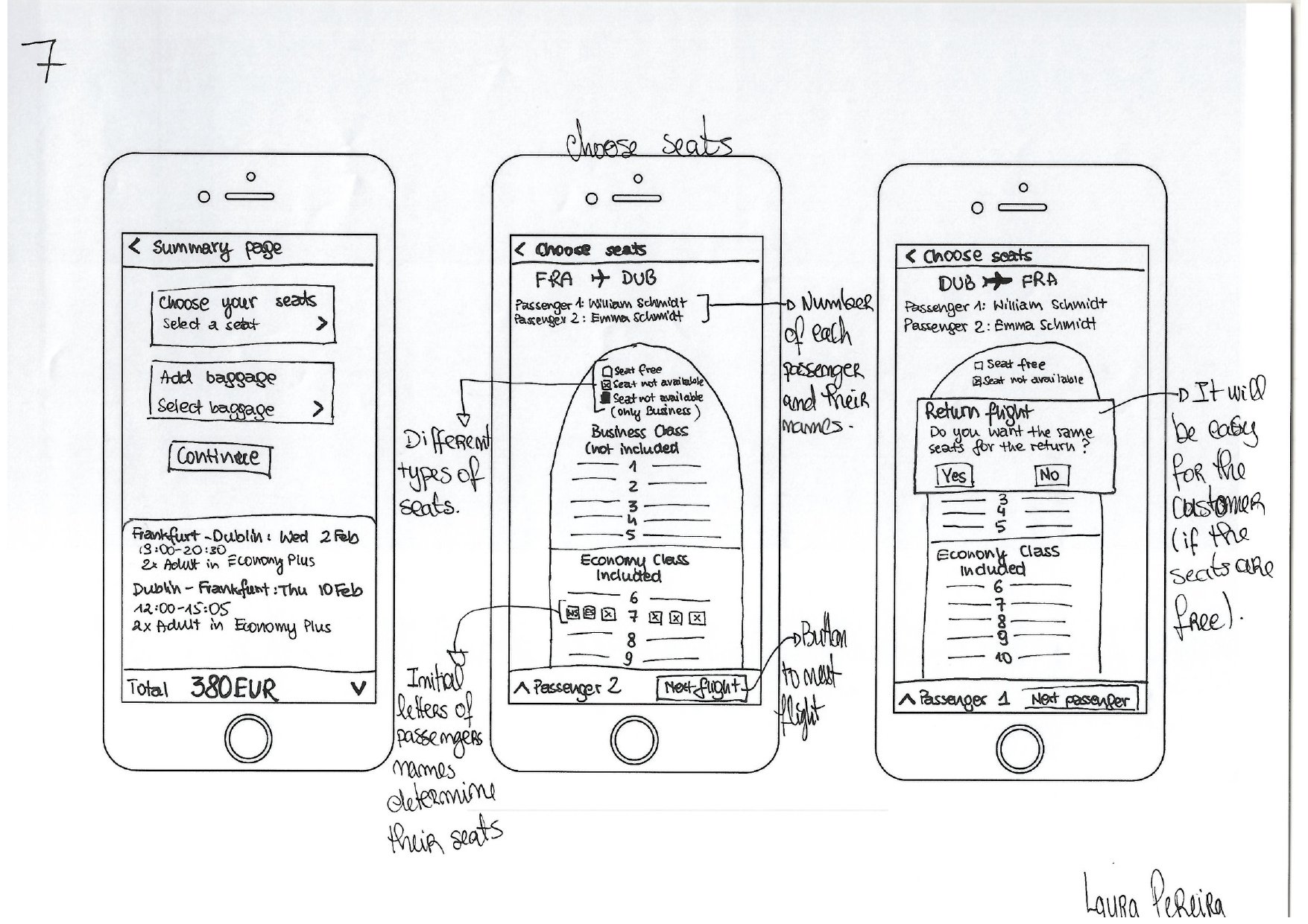 Original FlyNow interaction sketches